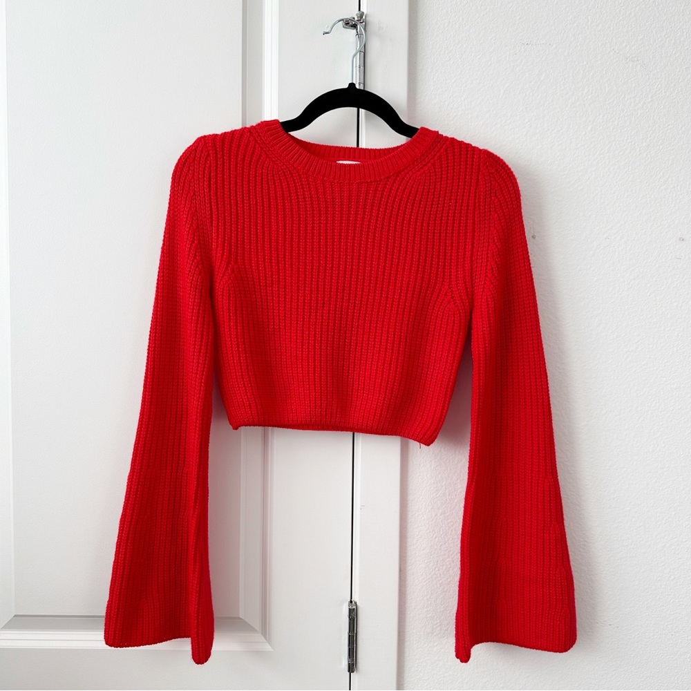 Princess Polly Red Cropped Crew Neck Sweater